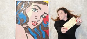 Ann Reardon and her Wonder Woman Pop-Art piece made entirely out of chocolate. | Photo from How to Cook That