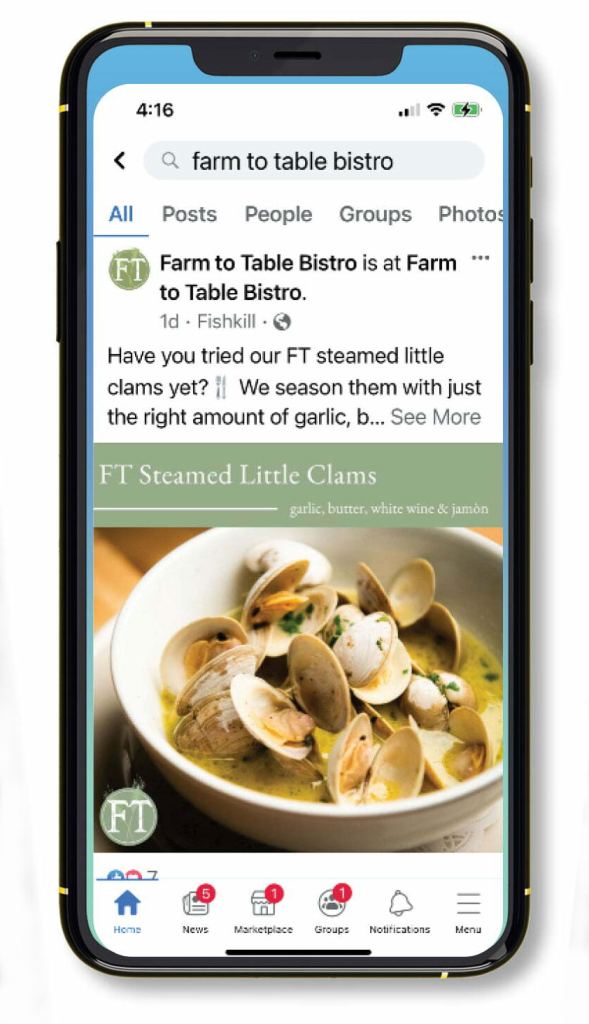 farm to table bistro social media example